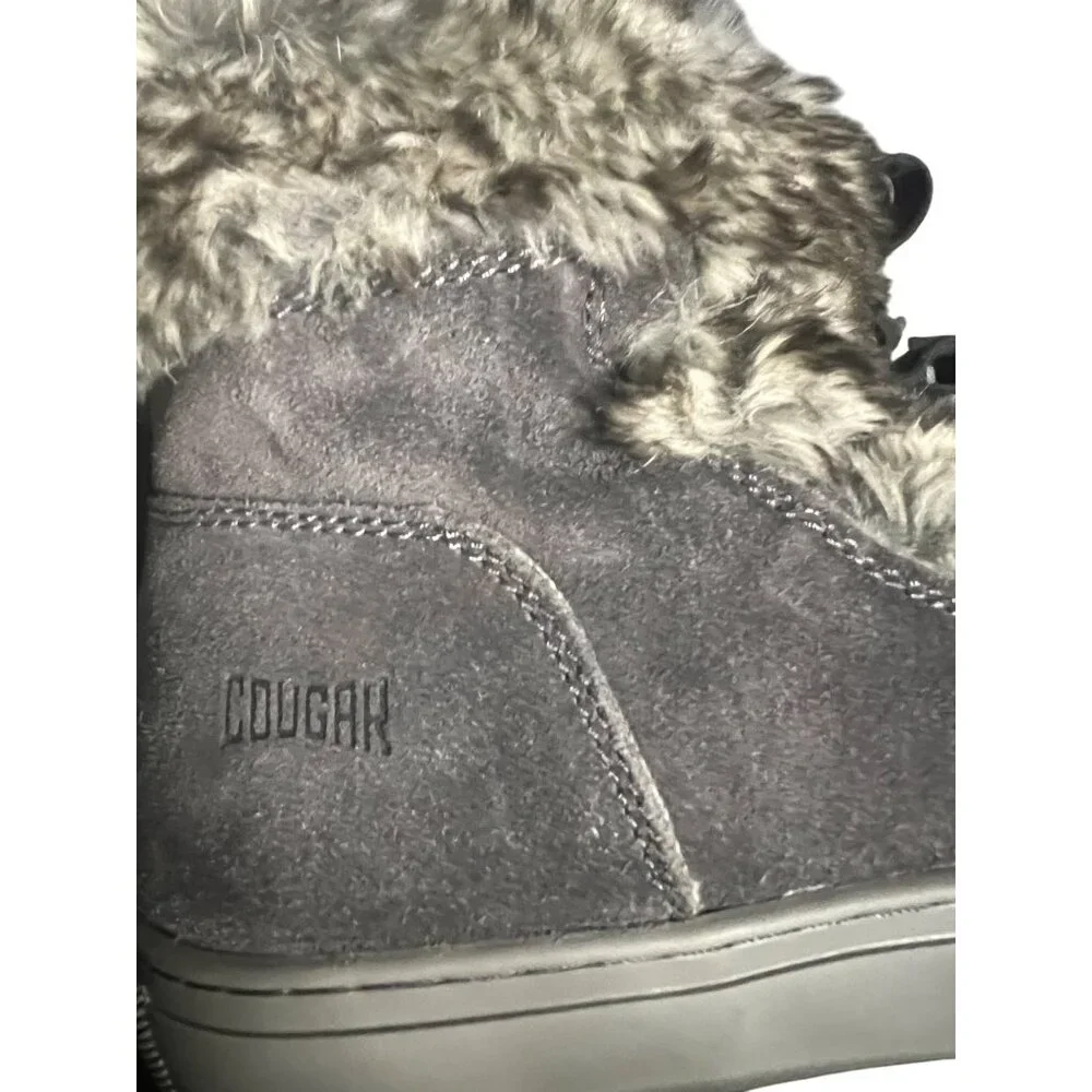 Cougar Dasha Waterproof Faux Fur Suede Boots Pewter Gray Size 8 New with Box